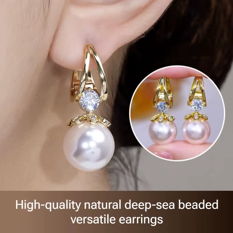 Pearl Earrings Copper Alloy Red Diamond Earrings Fashionable Temperament Earring Crystal Jewelry for Wemon Wedding Gift Party