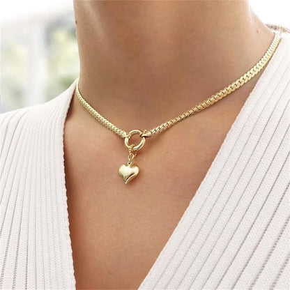 Vintage Punk Gold-plate Thick Chain Head Portrait Coin Pendant Necklace For Women