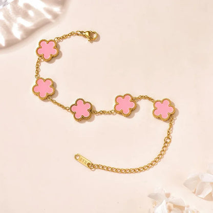 Lucky Clover Double-Sided Flower Bracelet – Elegance with a Touch of Fortune